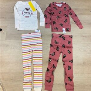 NEW 2 Pack Old Navy Pink & White BUTTERFLY themed pajamas 5T
